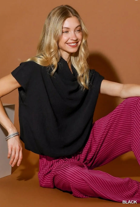 Draped Mock Neck Top
