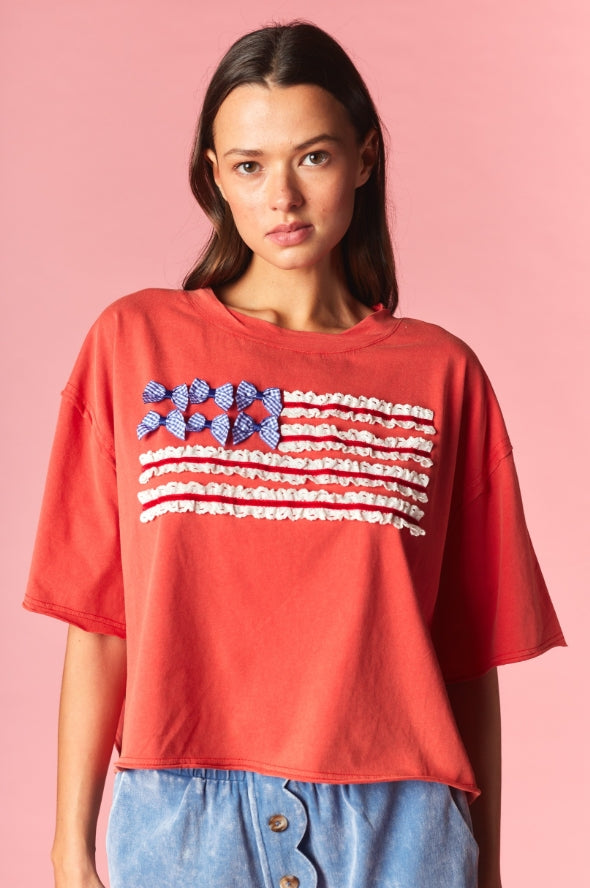 Gingham Bow Flag Tee