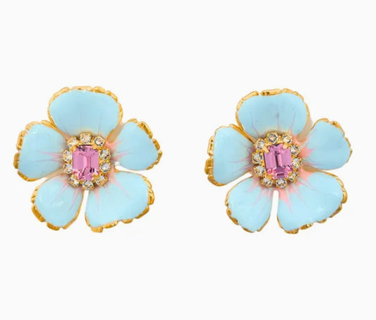 Pink Reef Small Hand Painted Floral Earrings