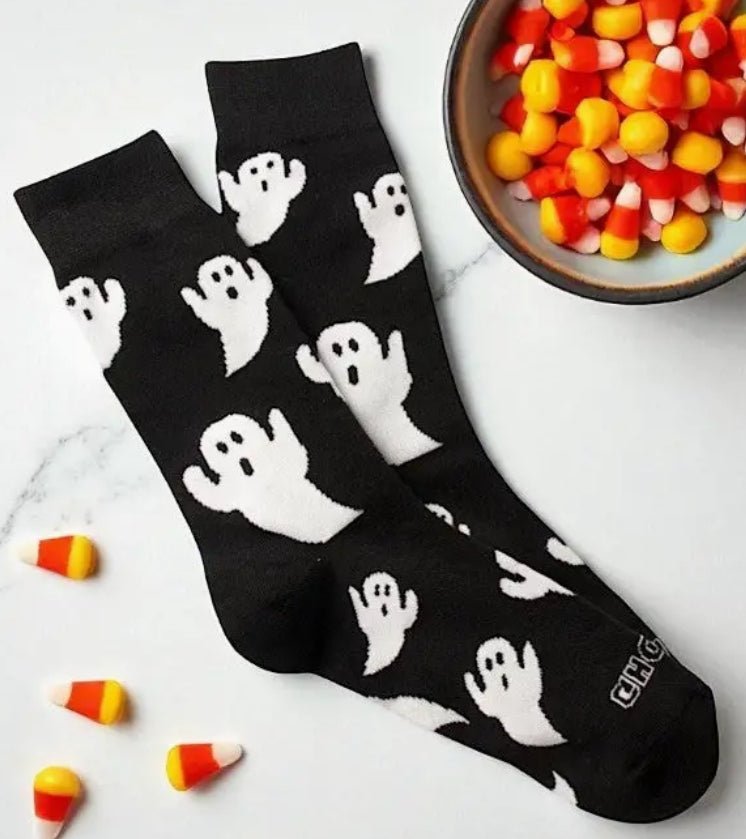 Black Halloween Ghost Socks