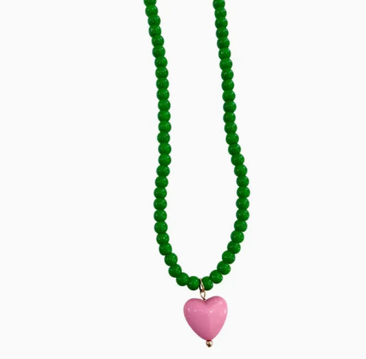 Pippa Beaded Necklace with Heart Charm