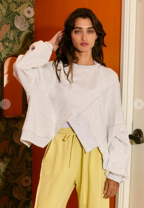 Asymmetrical Hem Terry Sweatshirt