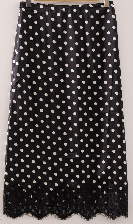 Polka Dot + Lace Midi Skirt