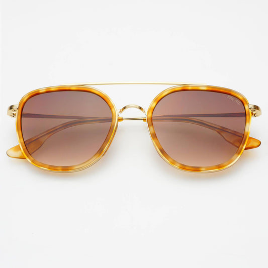 Weston Acetate Round Sunglasses: Light Tortoise/Brown