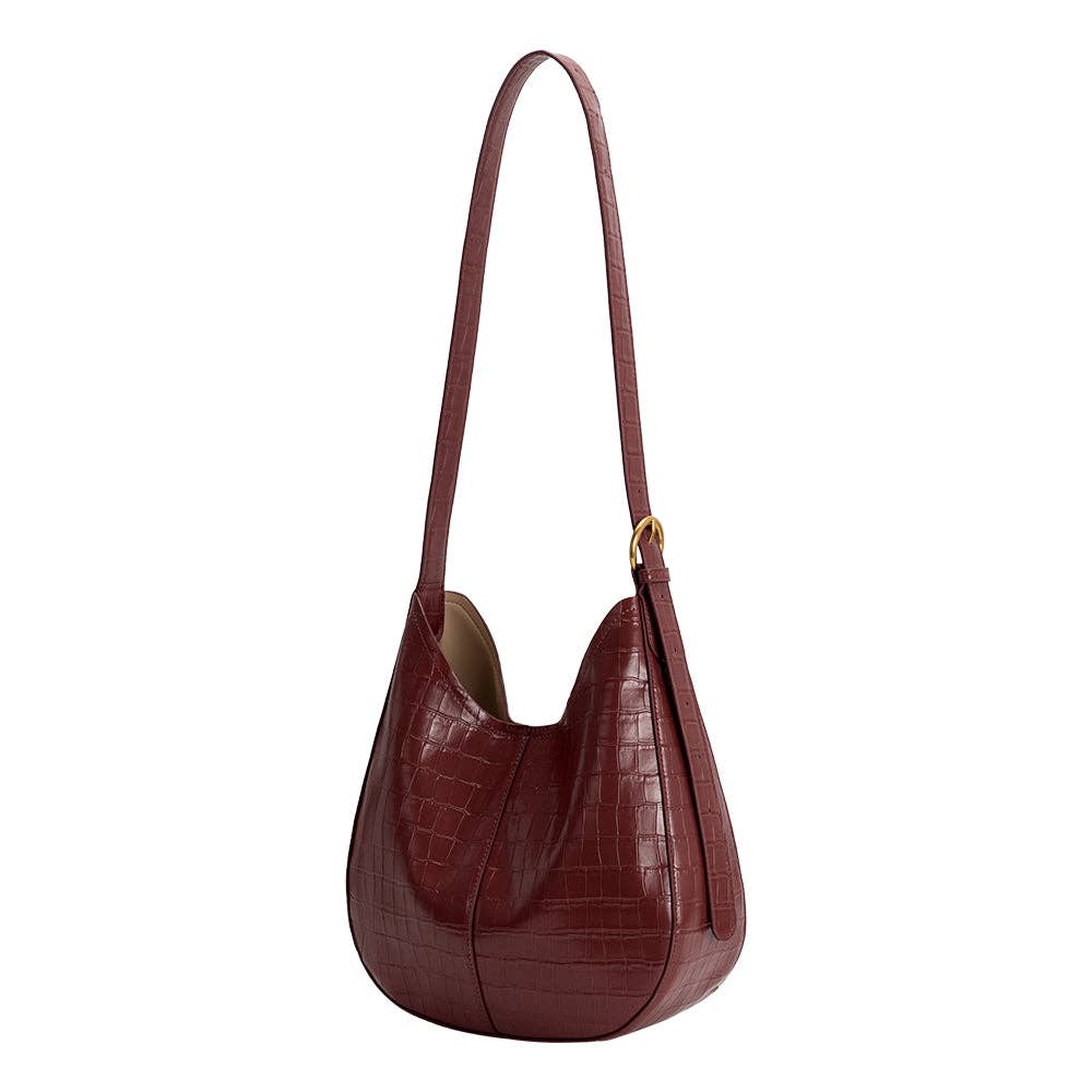 Stefanie Burgundy Leather Shoulder Bag