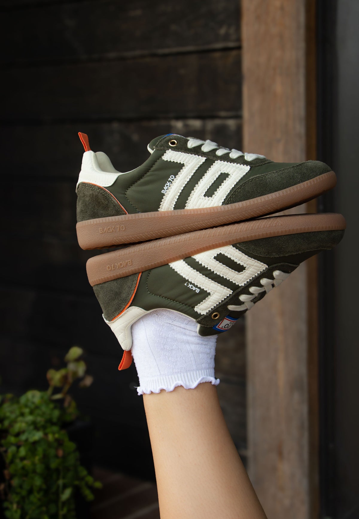 Back 70 Ghost N Sneaker in Olive Orange Milk