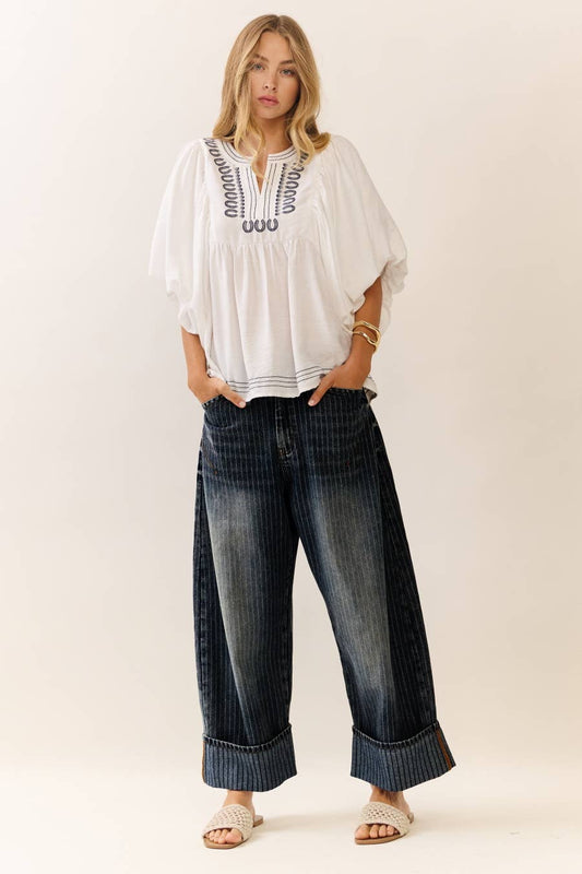 Striped Barrel Culottes Pants