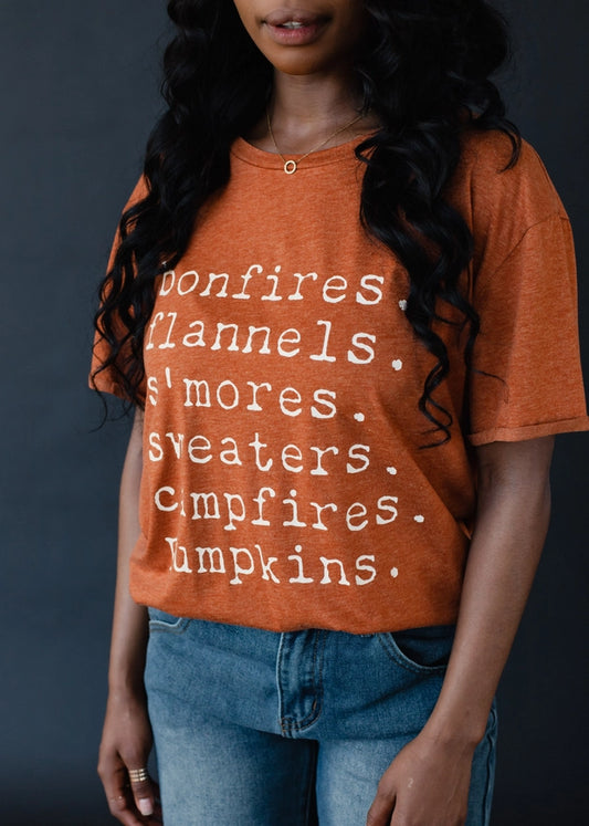 Bonfires, Flannels, S'mores Tee