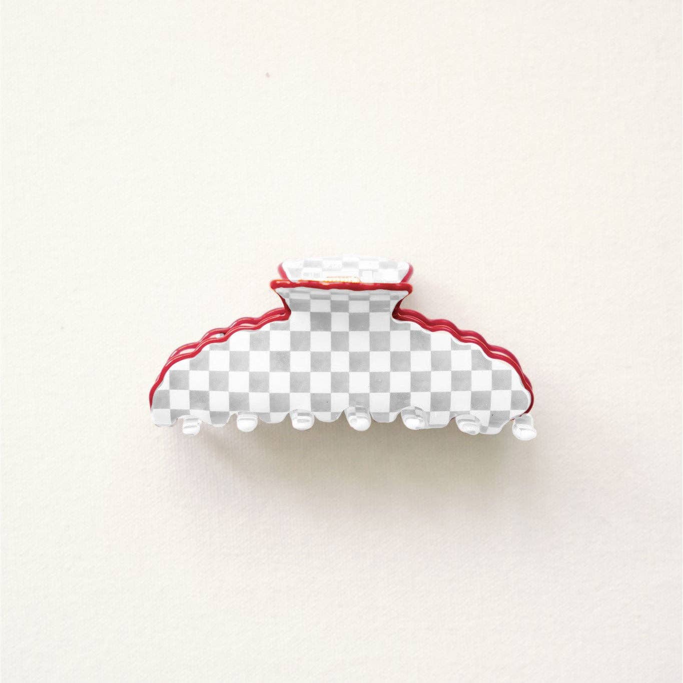 Gray and White Scalloped Claw Clip