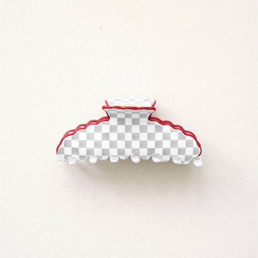 Gray and White Scalloped Claw Clip