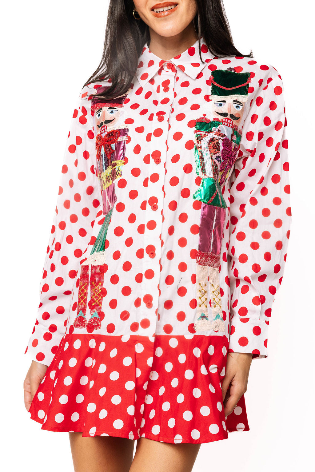 QOS Polka Dot Metallic Nutcracker Dress