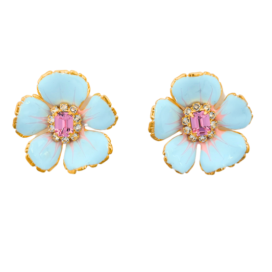 The Pink Reef: Hand Painted Baby Blue Floral