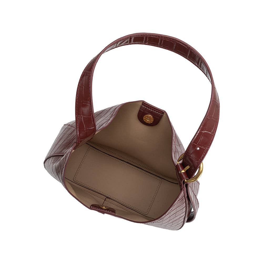 Stefanie Burgundy Leather Shoulder Bag