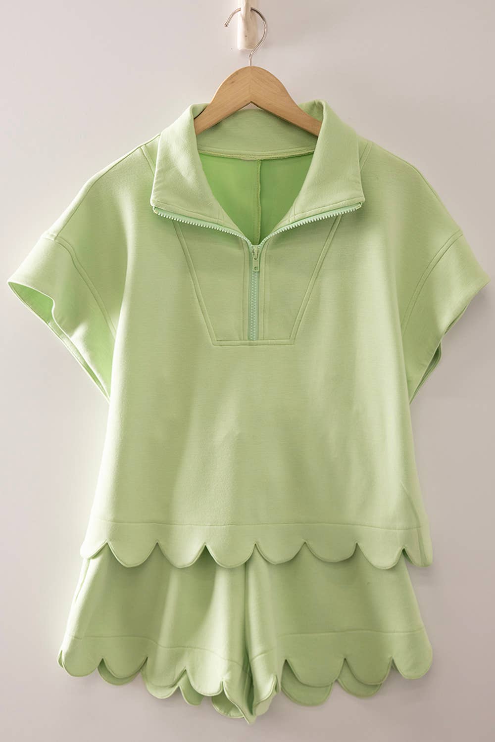 Half-Zip Scallop Short Set