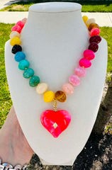 Heart Chunky Beaded Necklace