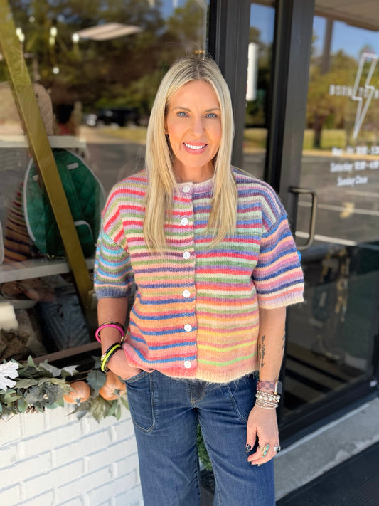Multi Colored Button Up Cardigan