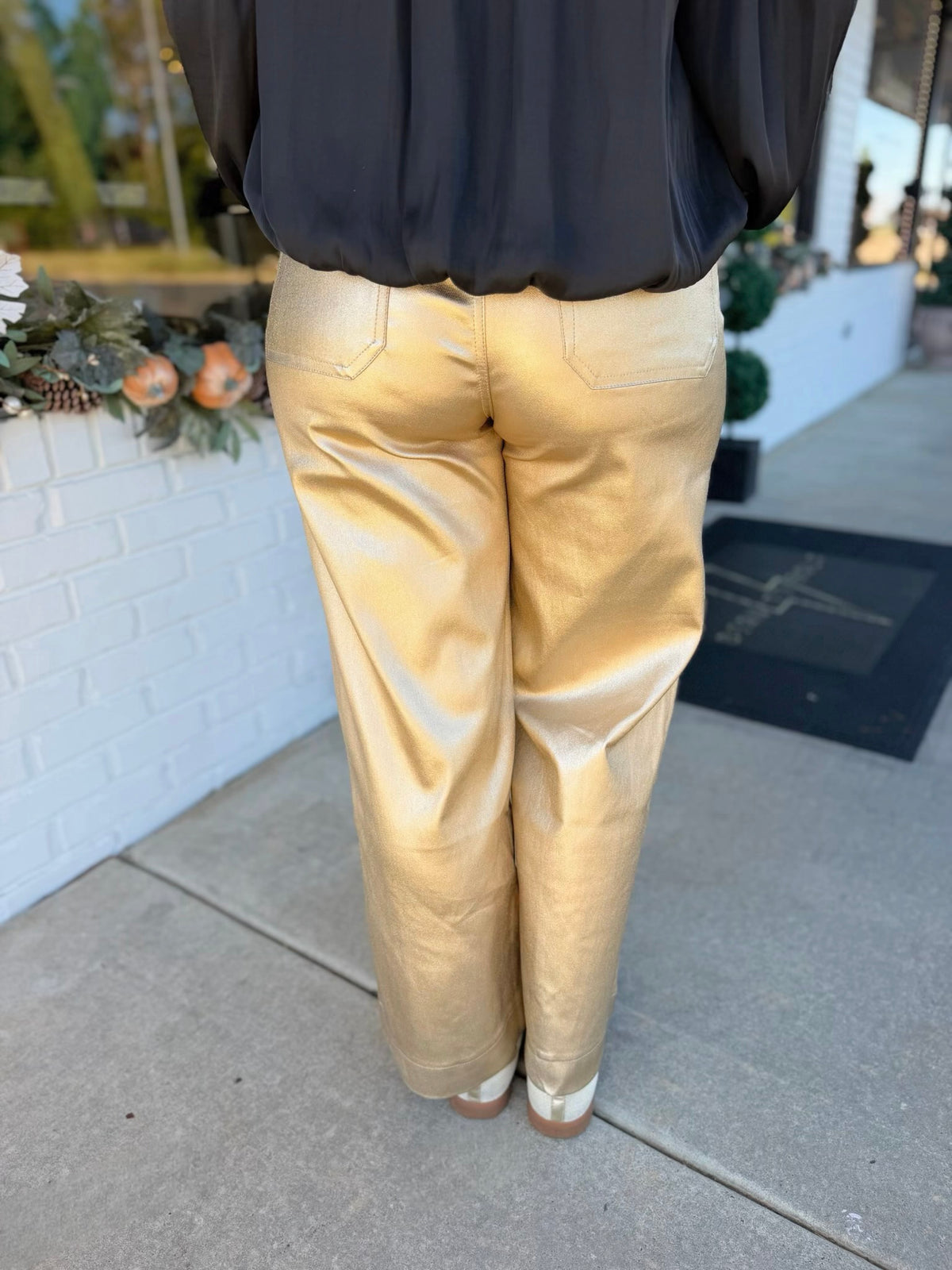 Metallic Wide Leg Pants