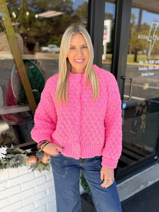 Textured Balloon Cardigan