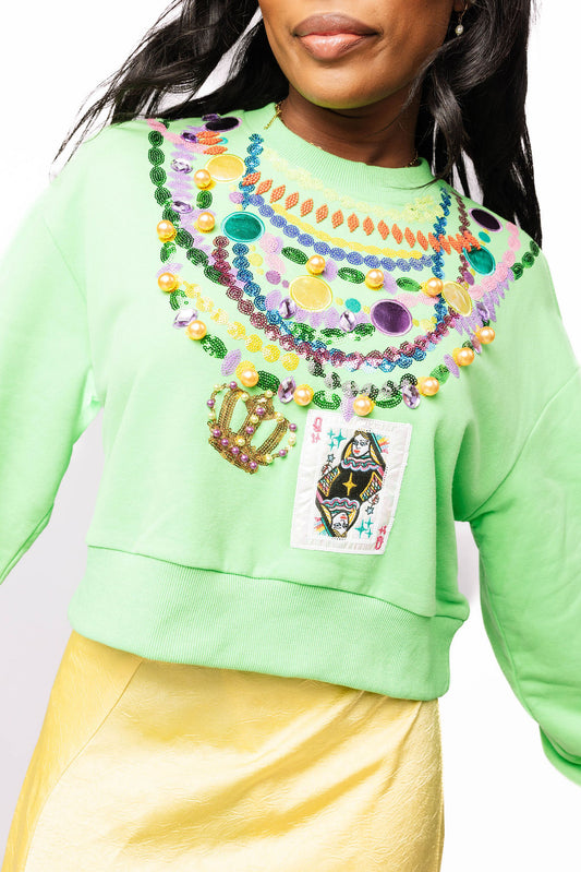 QOS Mardi Gras Beads Sweatshirt