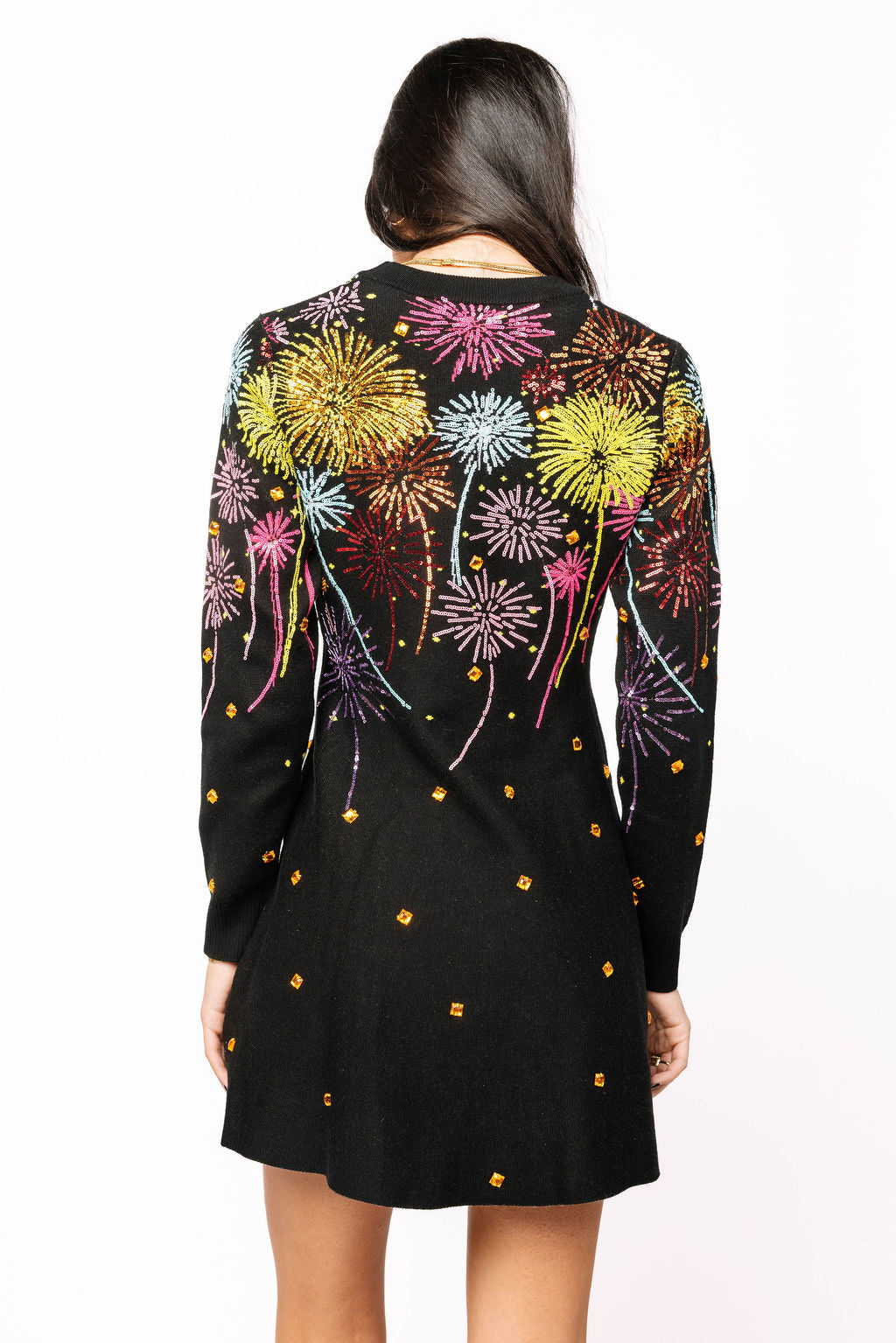 QOS Firework Jeweled Sweater Dress