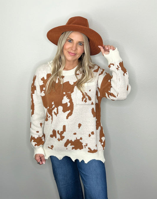 Cow Print Sweater