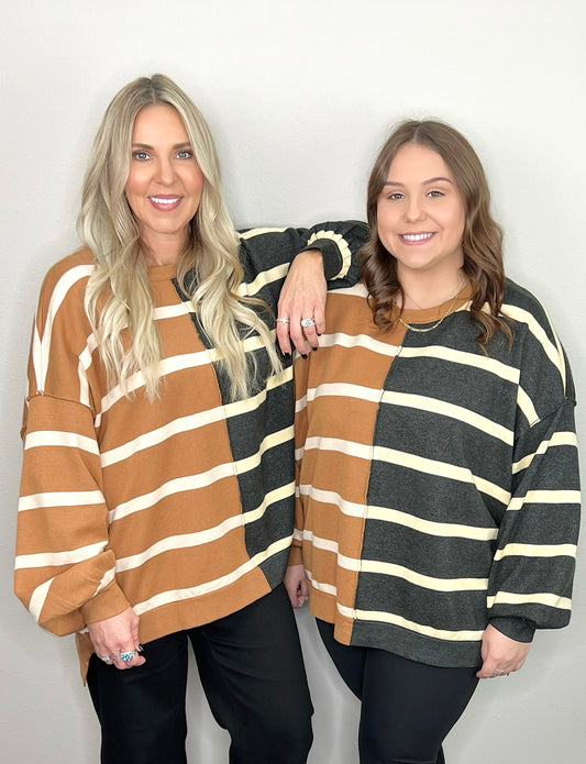 Two Tone Stripe Sweatshirt